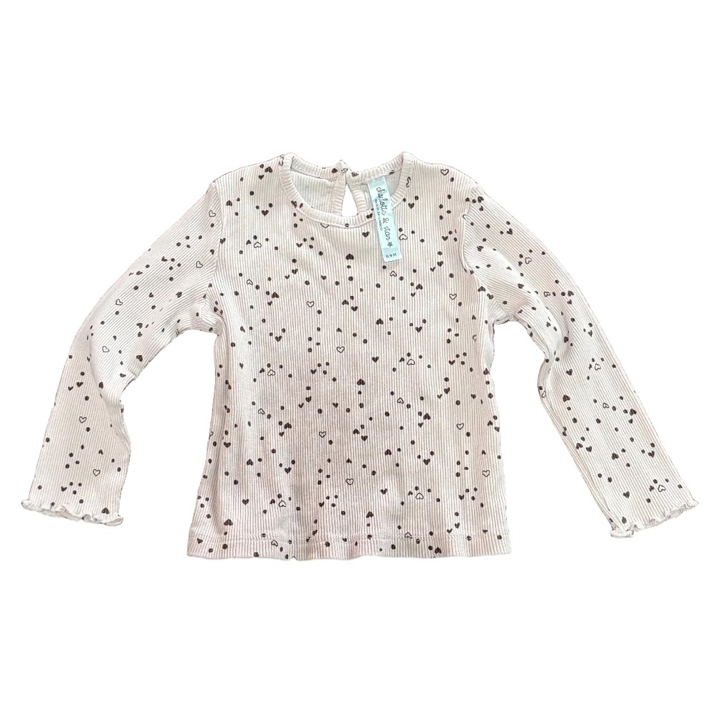 Charlotte & Star by Jessica Simpson Baby Girl Heart Ribbed Top 6-9M Long Sleeve